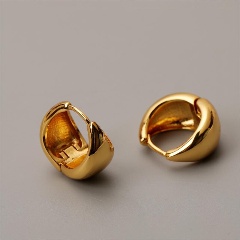 Fashion Modern Arc Brass French Minimalist Temperament Metal Smooth Ear Ring Earrings Accessories
