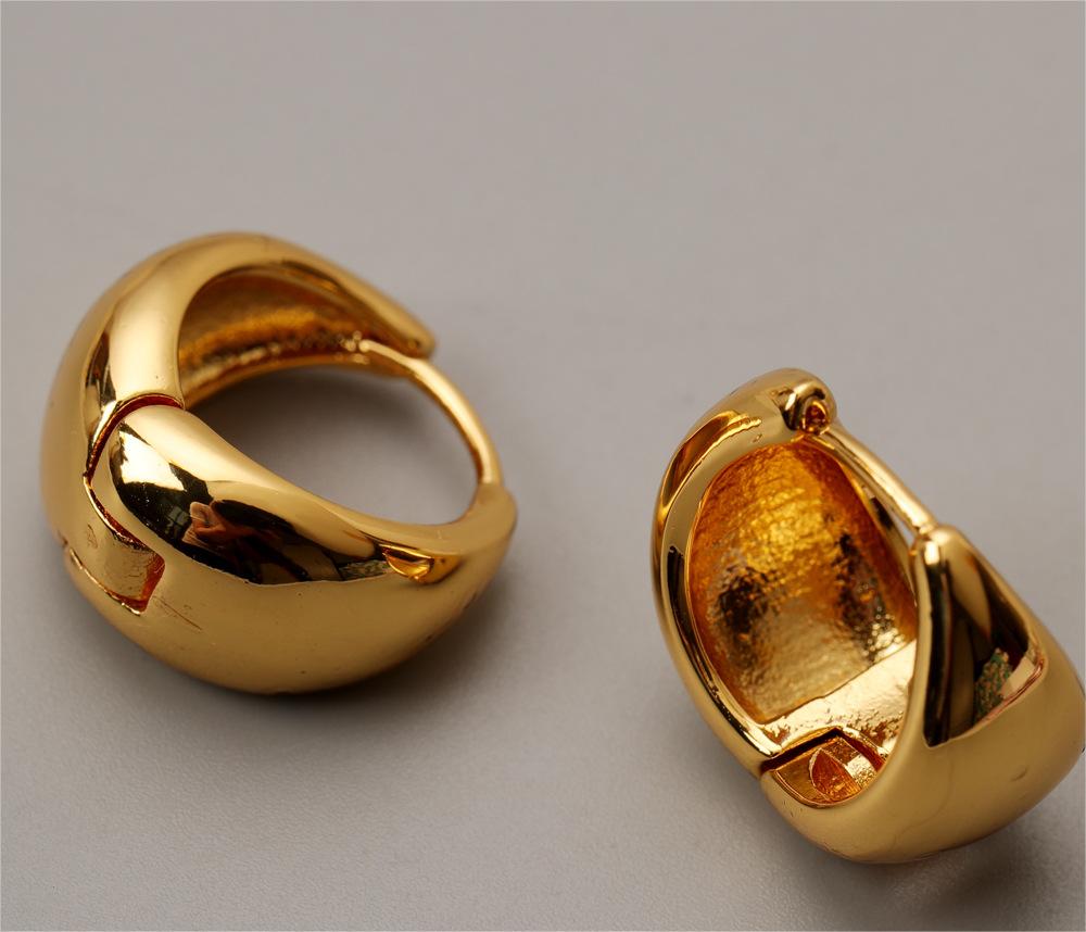 Fashion Modern Arc Brass French Minimalist Temperament Metal Smooth Ear Ring Earrings Accessories