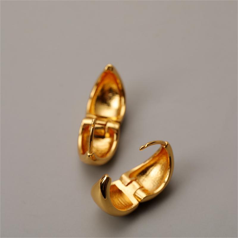 Fashion Modern Arc Brass French Minimalist Temperament Metal Smooth Ear Ring Earrings Accessories