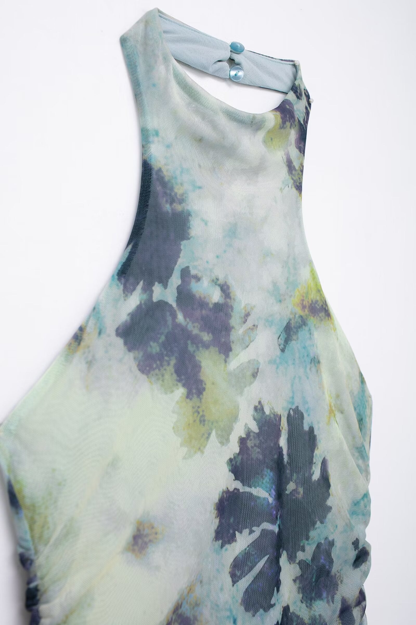 Spring Summer Women Clothing Ink Printing Deep V Plunge Large Backless Dress