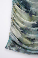 Spring Summer Women Clothing Ink Printing Deep V Plunge Large Backless Dress