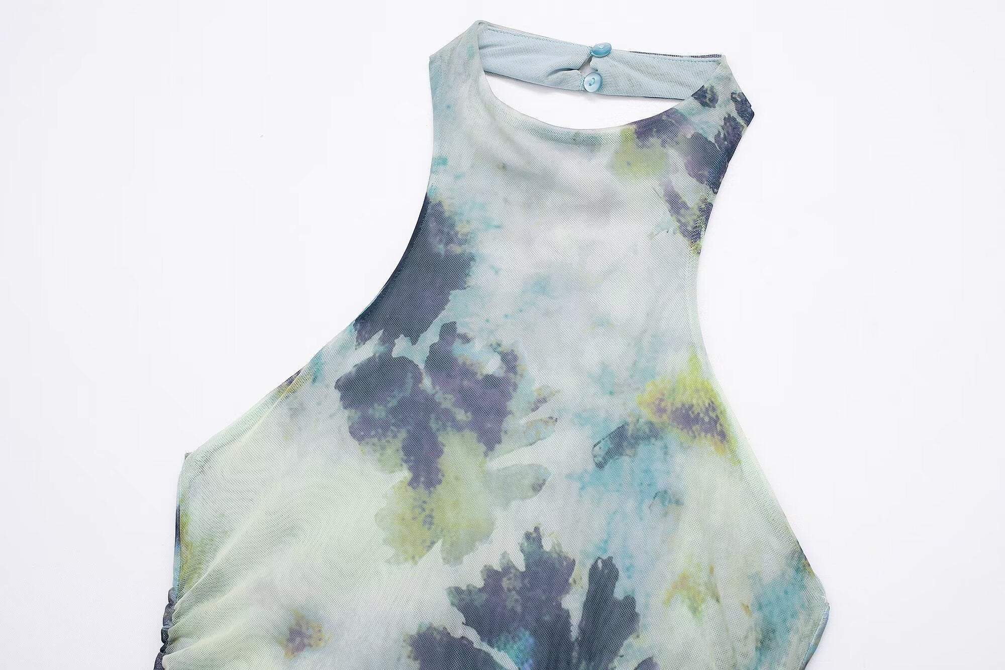 Spring Summer Women Clothing Ink Printing Deep V Plunge Large Backless Dress