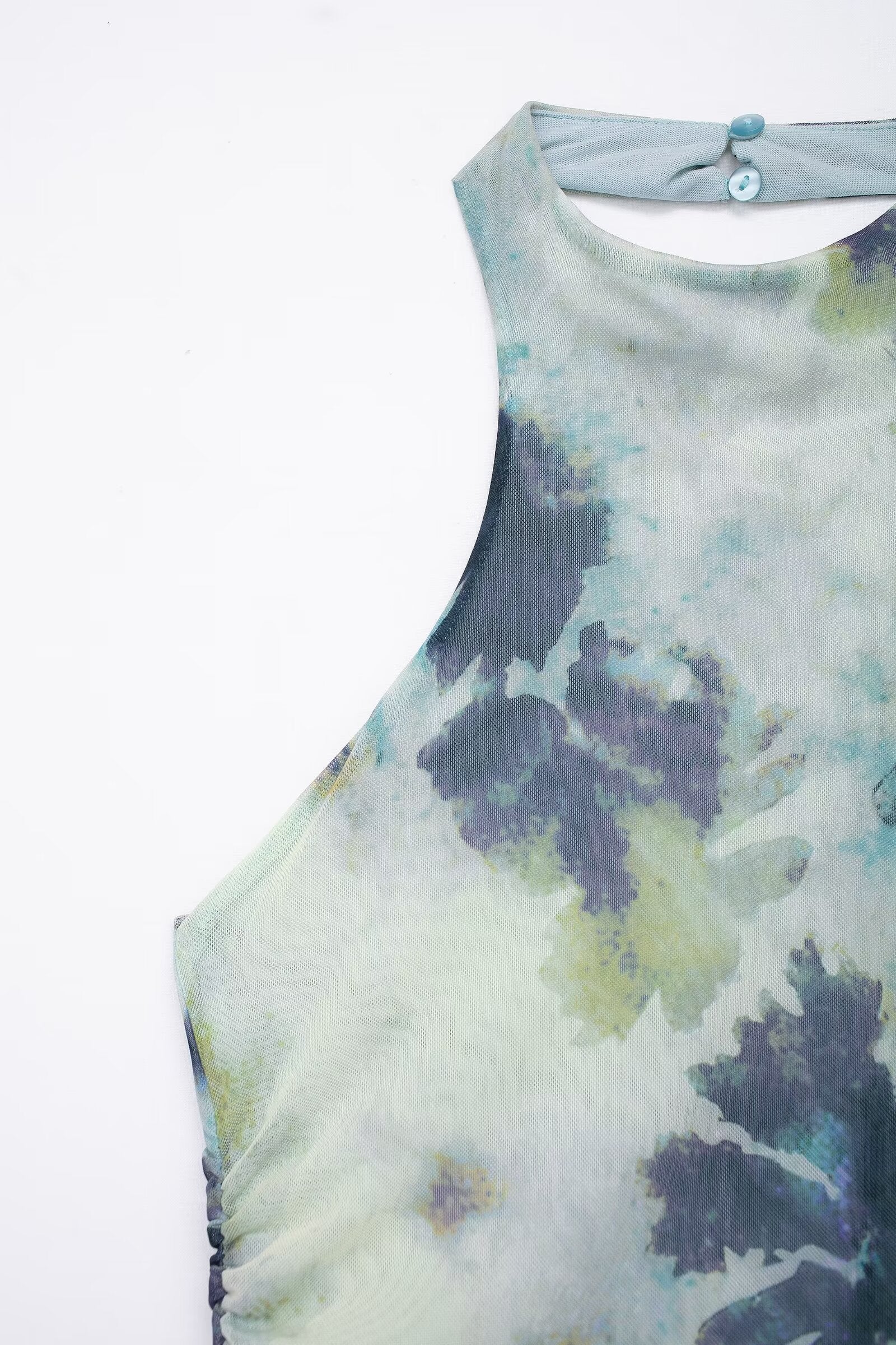 Spring Summer Women Clothing Ink Printing Deep V Plunge Large Backless Dress