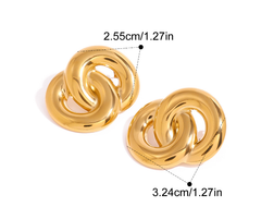 Stainless Steel Double Ring Earrings Metal Exaggerated Face Small Ear Studs Ornament