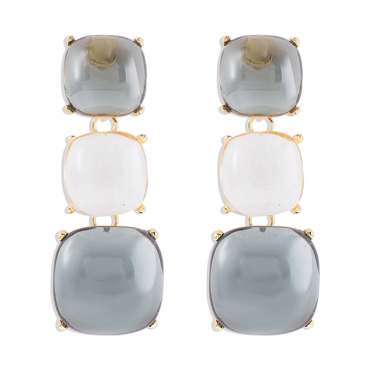 Gray White Gray Earrings