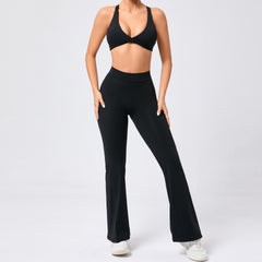 Tight Brushed Yoga Clothes Peach Hip Raise Micro Pull Quick Drying Beauty Back Fitness Sports Two Piece Set for Women