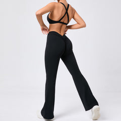 Tight Brushed Yoga Clothes Peach Hip Raise Micro Pull Quick Drying Beauty Back Fitness Sports Two Piece Set for Women