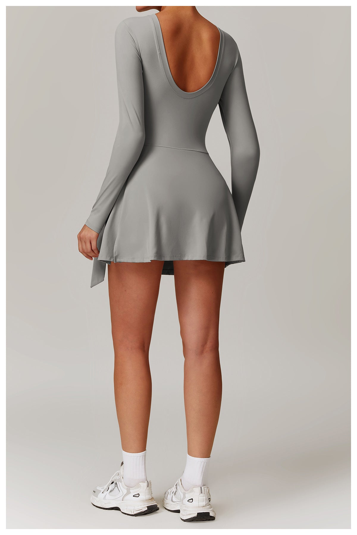 Faux Two Piece Anti Exposure Tight Sports Dress Sexy Slit Strap U Shaped Beauty Back Tennis Dress