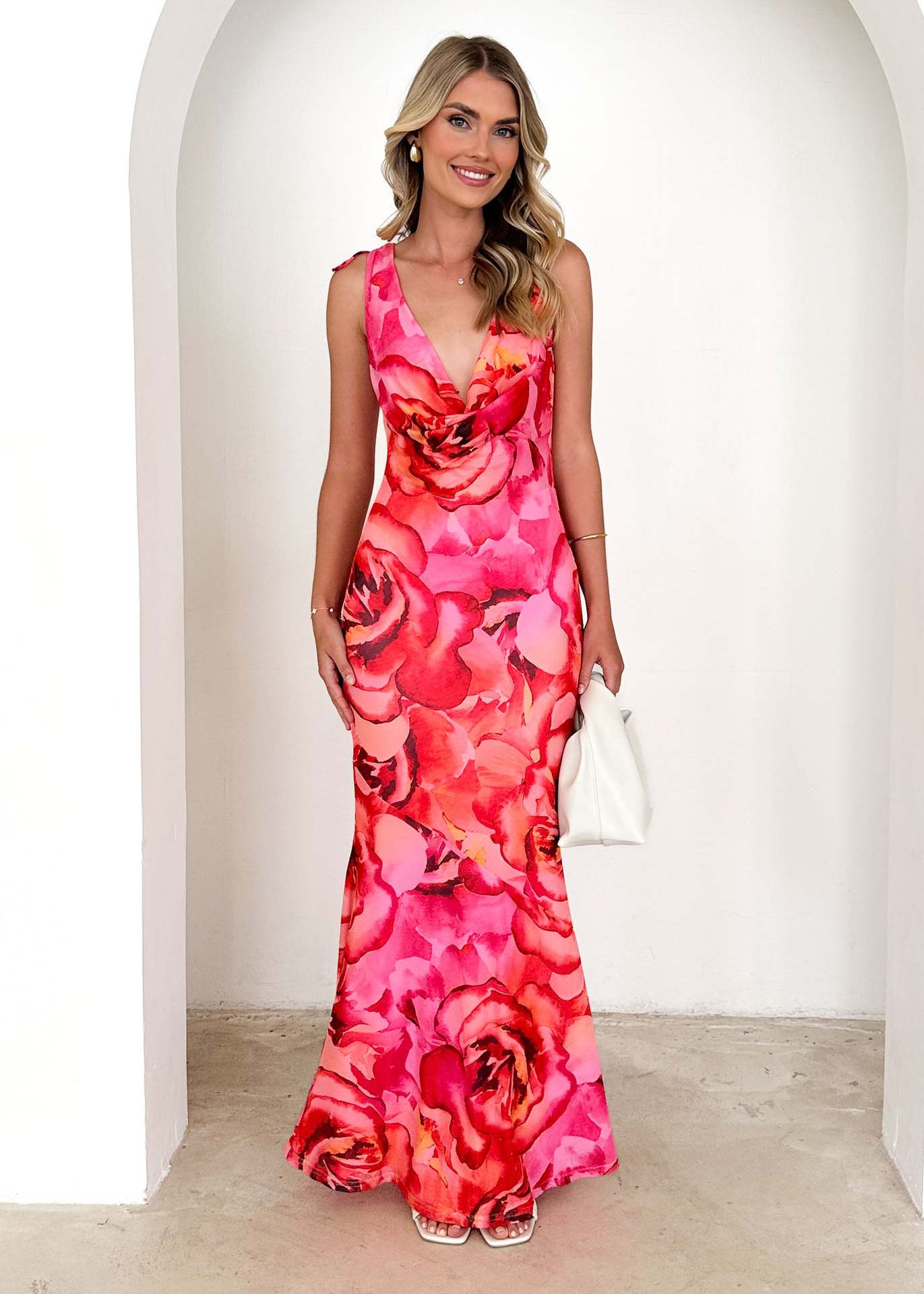 Spring Summer V neck Design Printing Stretch Dress Sexy Lace up Dress Ladies