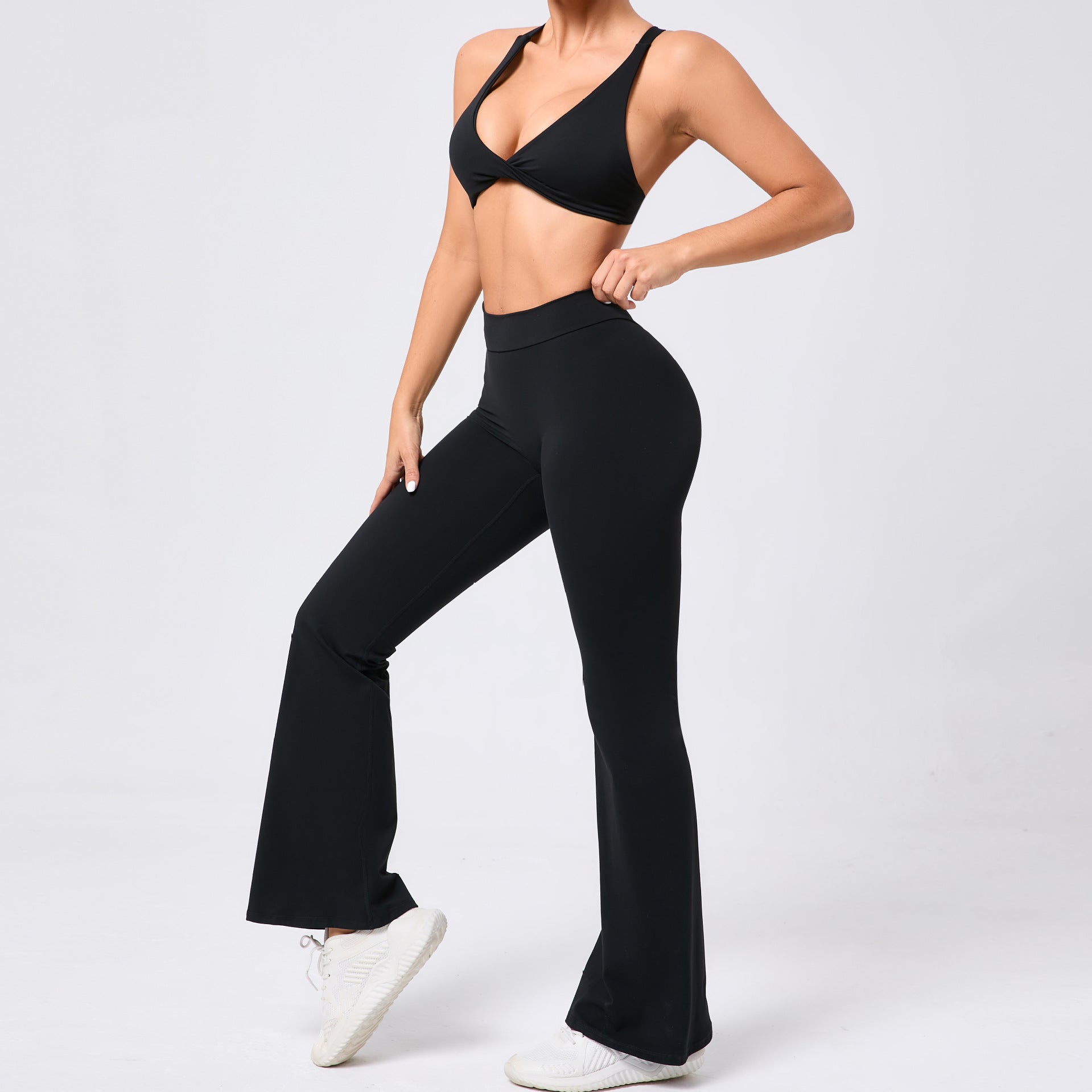 Tight Brushed Yoga Clothes Peach Hip Raise Micro Pull Quick Drying Beauty Back Fitness Sports Two Piece Set for Women