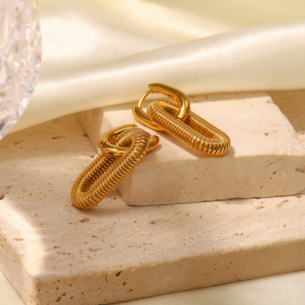 Exaggerated 18K Gold Plated Stainless Steel Chain Earrings Jewelry Advanced Trendy Stylish Earrings Accessories