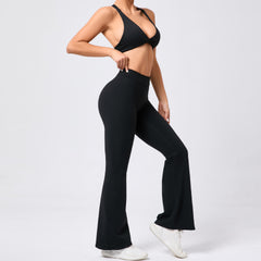 Tight Brushed Yoga Clothes Peach Hip Raise Micro Pull Quick Drying Beauty Back Fitness Sports Two Piece Set for Women