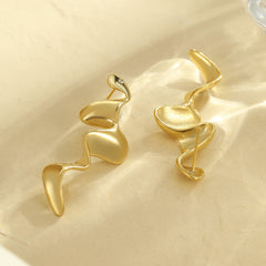 Personalized Simple Golden Earrings Irregular Asymmetric 18K Geometric Abstract Retro Snake Shaped Earrings Snake Year